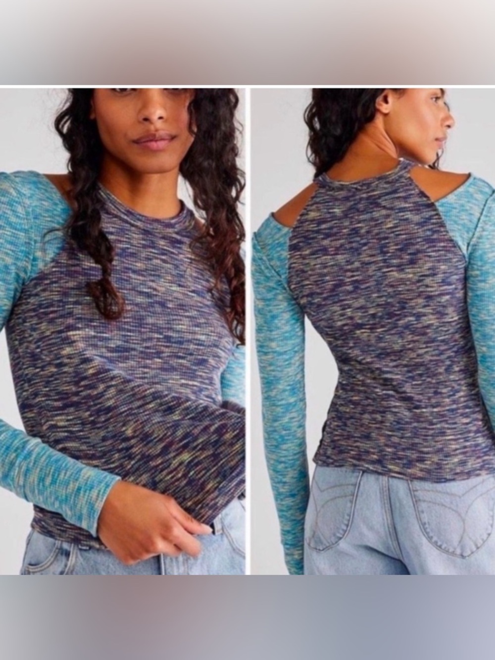 NWOT We the Free Out of Control Thermal Layered Long Sleeve Tshirt Women's Large